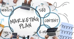 Content marketer developing a plan for how to build a digital marketing strategy.