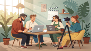 Small business creating video content to maximize media budgets in Q2 2025.