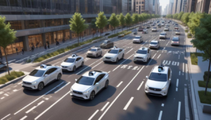 Self-driving cars improving traffic flow and reducing congestion.
