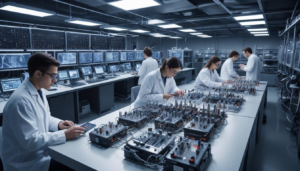 "quantum error correction breakthroughs in a state-of-the-art lab environment"