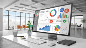 "Unified marketing dashboard showing combined data sources for ROI tracking in local digital campaigns"