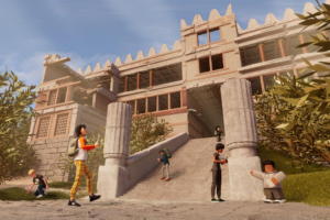 Roblox cross-platform gaming scene with diverse avatars and user-generated content in 2025.