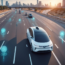 Futuristic self-driving car on highway showcasing the latest advancements in autonomous vehicle technology.