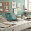 Modern home study setup with a laptop and textbooks, symbolizing online education courses.